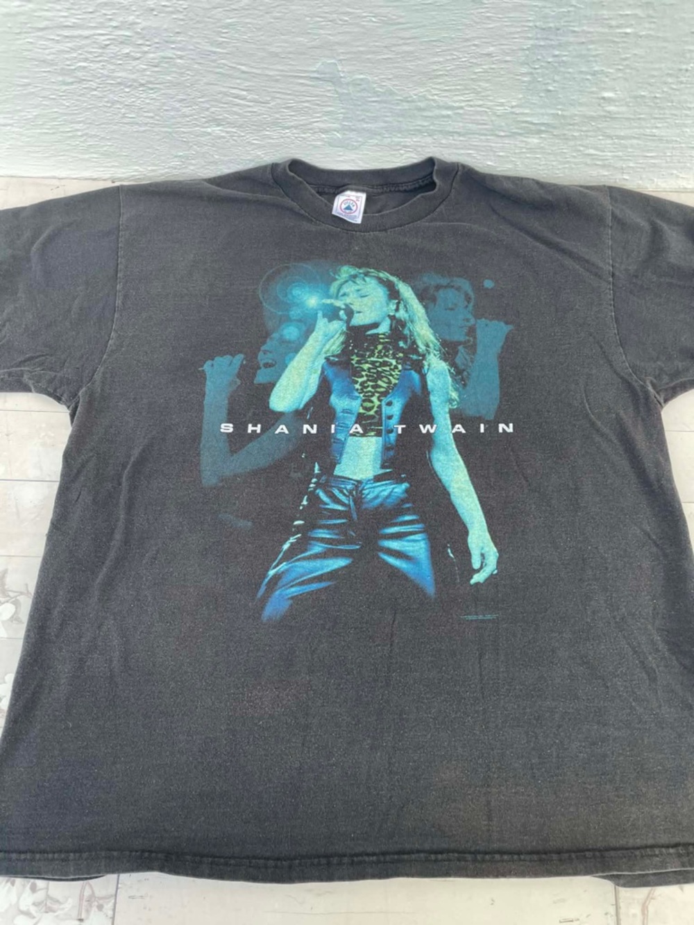 Delta Black Short-Sleeve Shania Twain Graphic Tee with Teal Print